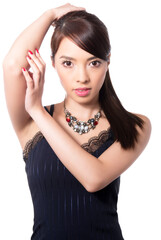 Fototapeta premium Beautiful asian woman with long dark and healthy hair and clear skin