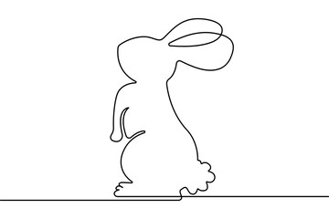 Obraz premium Rabbit sitting continuous one line drawing and minimalist style isolate outline vector illustration design 