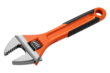 Obraz premium Adjustable wrench with orange handle isolated on transparent background