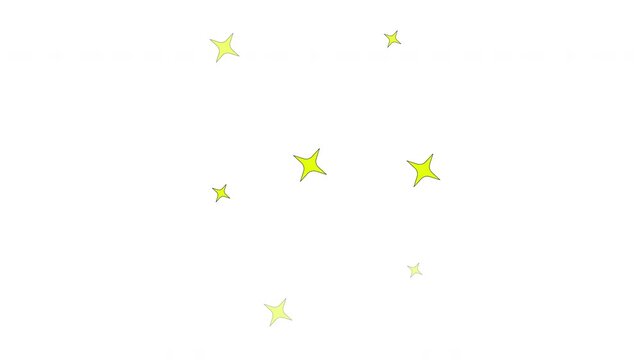 Blinking twinkling yellow sparkles 2D cartoon object animation. Shimmering twinkles overlay. Magical effect, celebratory, festive atmosphere animated flat colorful item 4K video isolated on white
