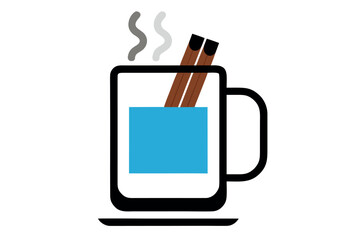 Obraz premium Hot Beverage With Cinnamon Sticks In A Glass Mug On Saucer hot drink