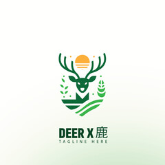 Vintage deer emblem with rustic style, great for outdoor gear, hunting, or camping brands