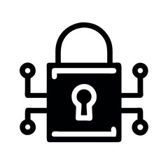 Realistic Padlock sillhouette  Illustration on white backround