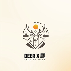 Artistic deer logo with watercolor effect, suitable for creative or eco-friendly companies