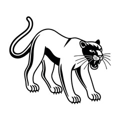 A black panther line art vector icon on a white background