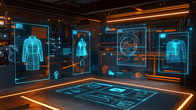 AI-generated augmented reality shopping interface with compliance badges for e-commerce tech mockup, useful for online shopping experiences and tech demos. - Powered by Adobe