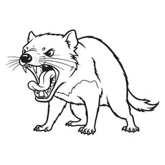 Wildlife Tasmanian Devil Line Art – Vector Outline Drawing with Sharp Silhouette – Tasmanian Devil Drawing – Vector of Tasmanian Devil – Tasmanian Devil Outline

