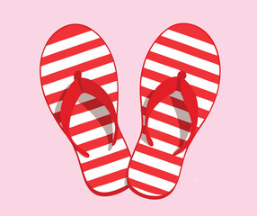 Red And White Striped Flip Flops sandals footwear