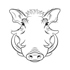 Modern Warthog Line Art – Warthog Vector Illustration Artistic Drawing with Minimal Lines – Warthog Drawing – Line Art Drawing of Warthog – Warthog Icon


