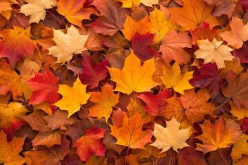 Fototapeta premium Autumn leaves on a branch in golden sunlight, perfect for warm seasonal photography, fall nature backgrounds, and atmospheric outdoor visual design inspirations.