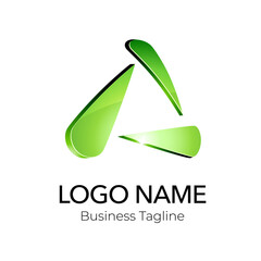 Logo Abstract 3D Metallic Green Vector Design