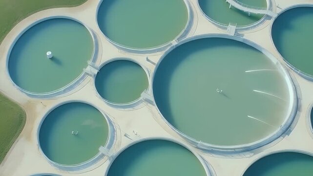 緑色の水の入った円形プールのパターン テクスチャ 背景とデザインの抽象的なクローズアップ構造