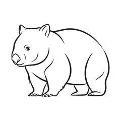 Natural Wombat Line Art – Wombat Vector Outline Drawing with Fine Structure – Wombat Drawing – Vector of Wombat – Wombat Outline

