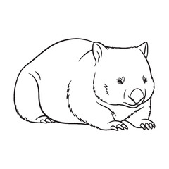 Iconic Wombat Line Art – Wombat Vector Outline Drawing with Clear Animal Profile – Wombat Drawing – Vector of Wombat – Wombat Outline

