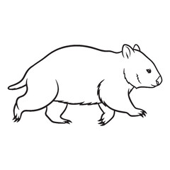 Wildlife Wombat Line Art – Wombat Vector Outline Drawing with Soft Facial Features – Wombat Drawing – Vector of Wombat – Wombat Outline


