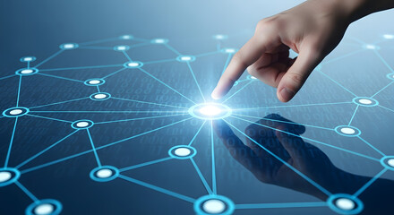 Hand Touching Digital Network Connection Point finger