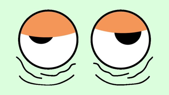 Cartoon Animation of a Pair of Tired and Sleepy Eyeballs