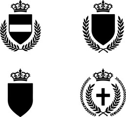 Royal Heraldic Shield and Crest Silhouettes vector graphics bundle