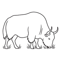 Artistic Yak Line Art – Yak Vector Illustration Smooth Drawing with Balanced Proportions – Yak Drawing – Line Art Drawing of Yak – Yak Icon

