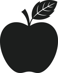 Apple Silhouette with Leaf Vector for Autumn Harvest and Seasonal Design