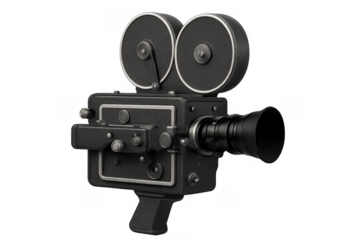 Vintage film camera with transparent background