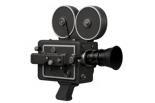 Vintage film camera with transparent background