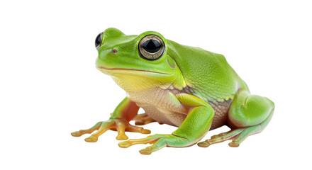 Obraz premium A green tree frog sits on a transparent background