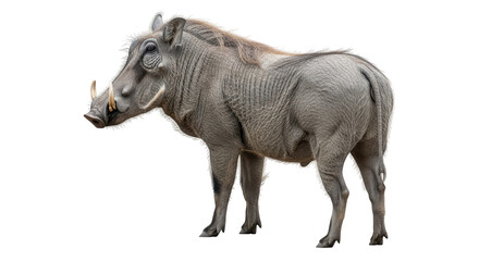 Fototapeta premium A warthog stands facing left on a transparent background