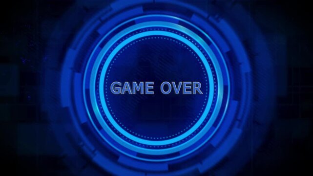 Futuristic Sci Fi Game Over Screen Blue Neon H U D Interface Technology Failure End Sequence end screen