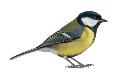 A great tit bird isolated on a transparent background