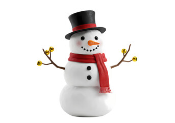 Charming Snowman Figurine: Festive Winter Decoration isolated on transparent background