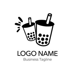 Logo Boba Drink Beverage Design Vector Template