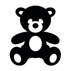 teddy bear, simple black and white vector illustration