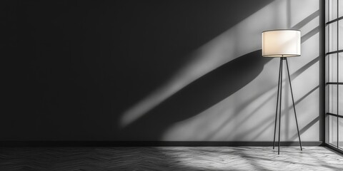 Interior background with a floor lamp. 3D rendering, Generative AI