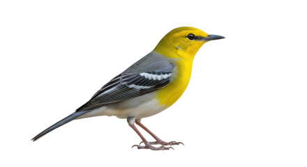 Obraz premium A yellow and gray warbler bird isolated on transparent background