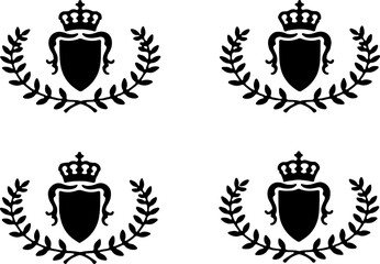 Classic Heraldic Shield and royal  Laurel Crest Set" vector bundle