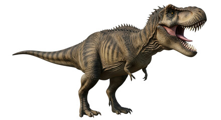 A roaring tyrannosaurus rex dinosaur isolated on transparent background