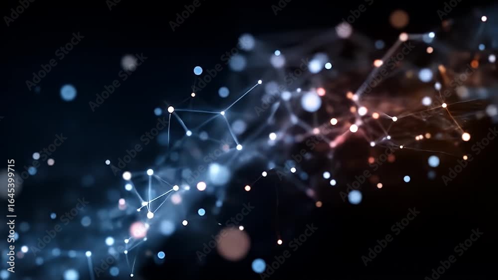 Wall mural abstract digital network connection with glowing particles