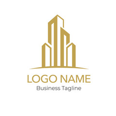 Logo Gold Building Construction Architecture Real Estate Vector Design