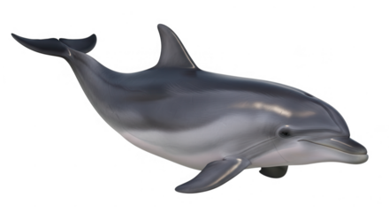 A realistic dolphin swimming isolated on a transparent background