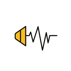 A minimalistic icon representing sound wave emission. 