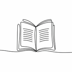 Open book continuous line drawing for education and learning promotion minimalist design reading literature studying illustration single line art