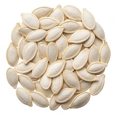 Pile of raw pumpkin seeds isolated on white background
