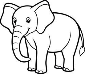 A funny, big-eared baby elephant cartoon illustration for a fun zoo safari design