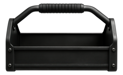 Rugged iron tool carrier with a large open compartment for quick access on a farm.