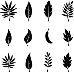 Fototapeta premium Botanical Leaf Silhouette Vector Set