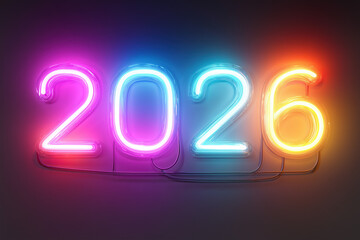 glowing neon '2026' sign