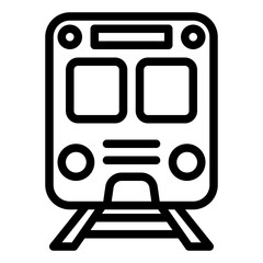 Train icon, Black And White Outline Icon Vector.