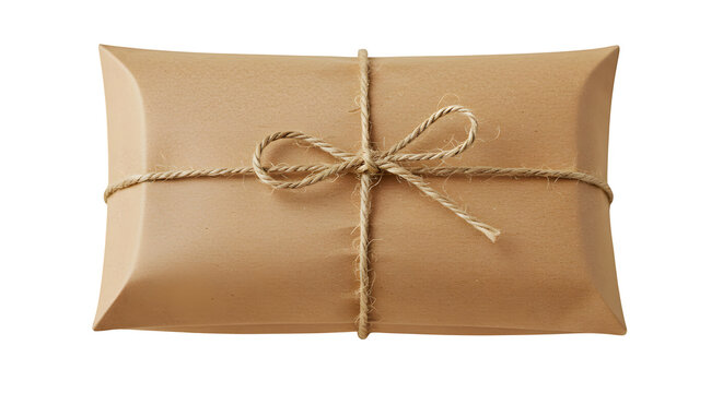 parcel wrapped in brown paper with ribbon