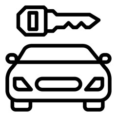 Car Rental icon, Black And White Outline Icon Vector.
